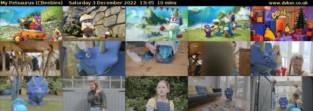 My Petsaurus (CBeebies) Saturday 3 December 2022 13:45 - 13:55