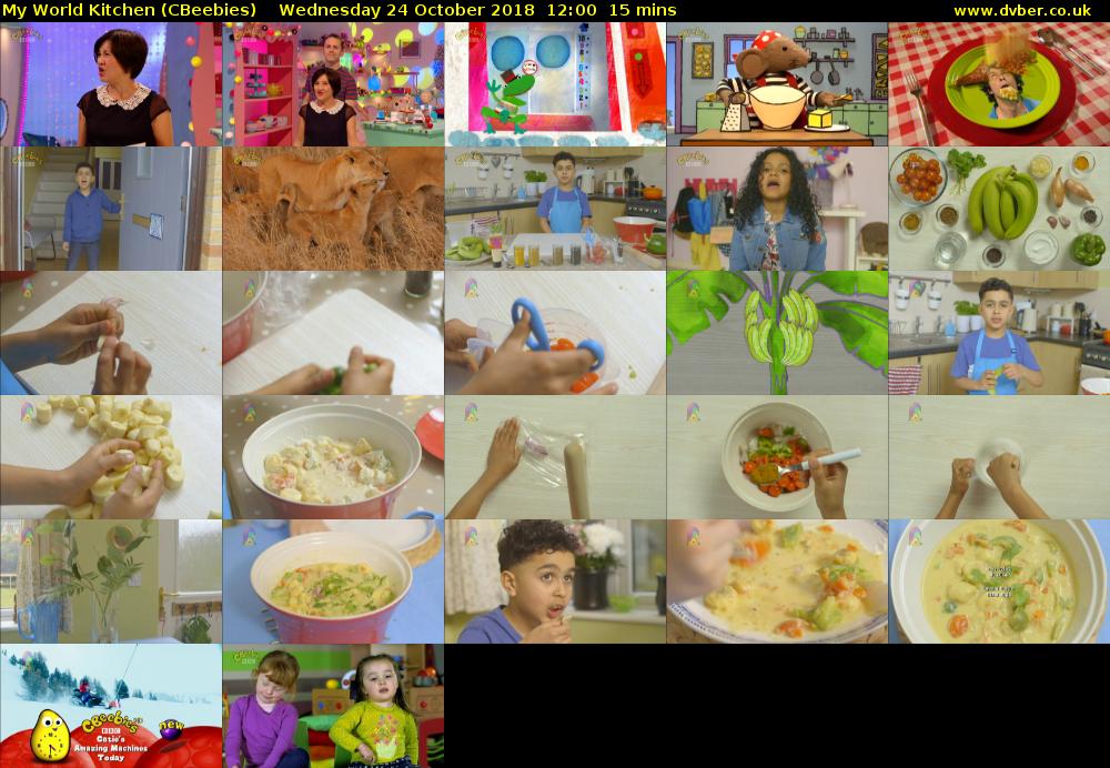 My World Kitchen (CBeebies) Wednesday 24 October 2018 12:00 - 12:15