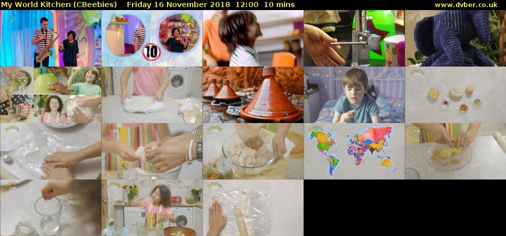 My World Kitchen (CBeebies) Friday 16 November 2018 12:00 - 12:10