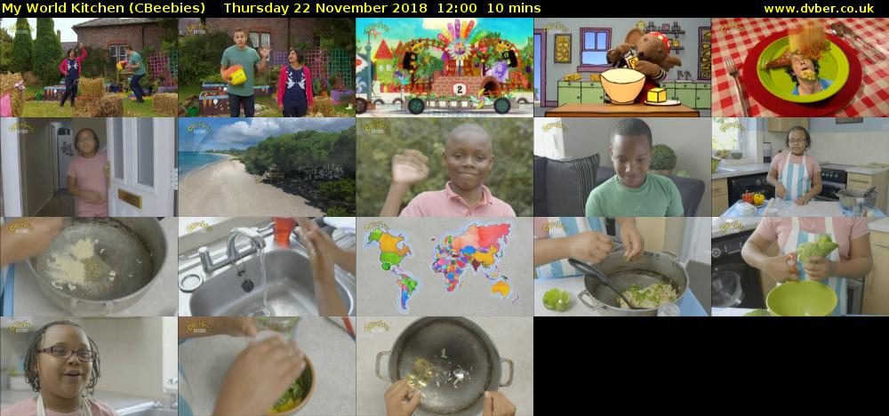 My World Kitchen (CBeebies) Thursday 22 November 2018 12:00 - 12:10
