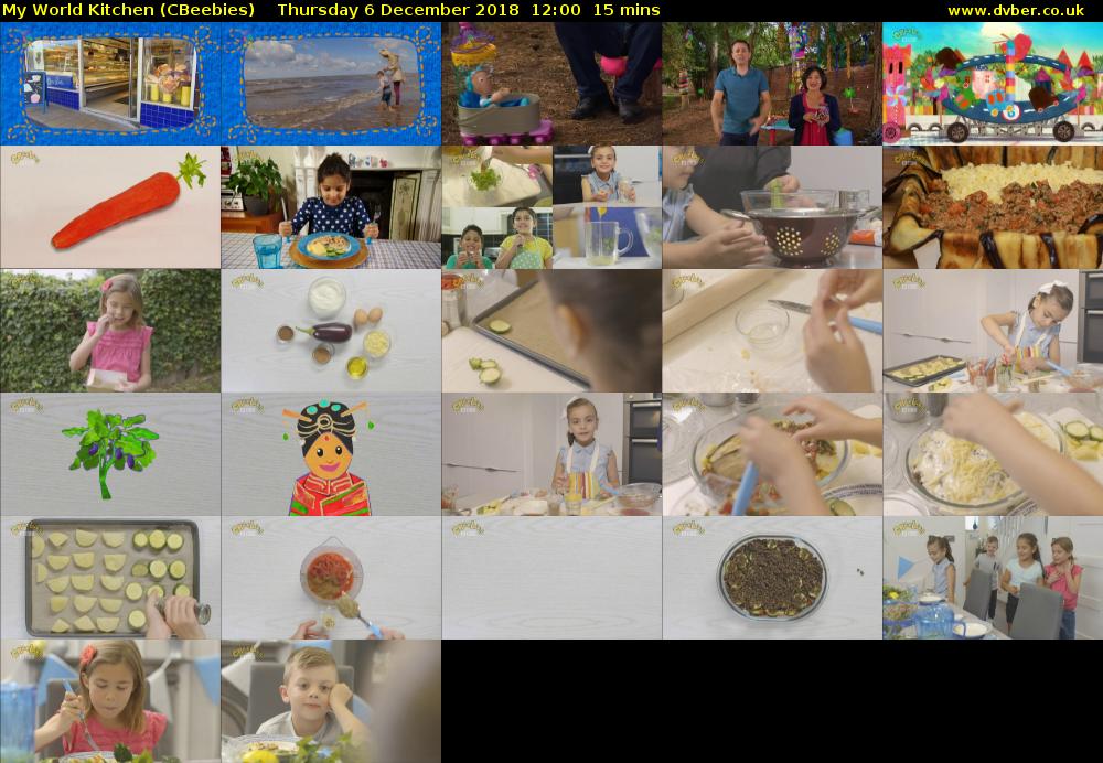 My World Kitchen (CBeebies) Thursday 6 December 2018 12:00 - 12:15