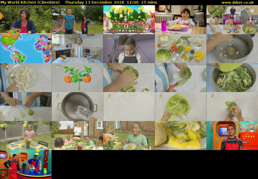 My World Kitchen (CBeebies) Thursday 13 December 2018 12:00 - 12:15