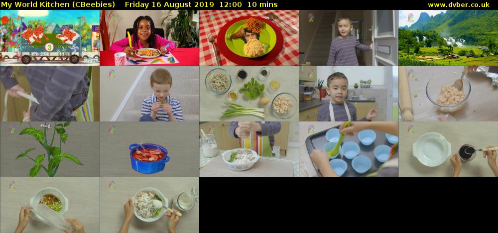 My World Kitchen (CBeebies) Friday 16 August 2019 12:00 - 12:10