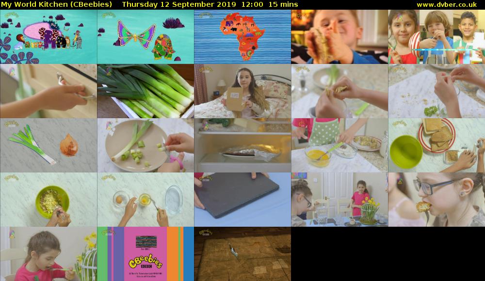 My World Kitchen (CBeebies) Thursday 12 September 2019 12:00 - 12:15