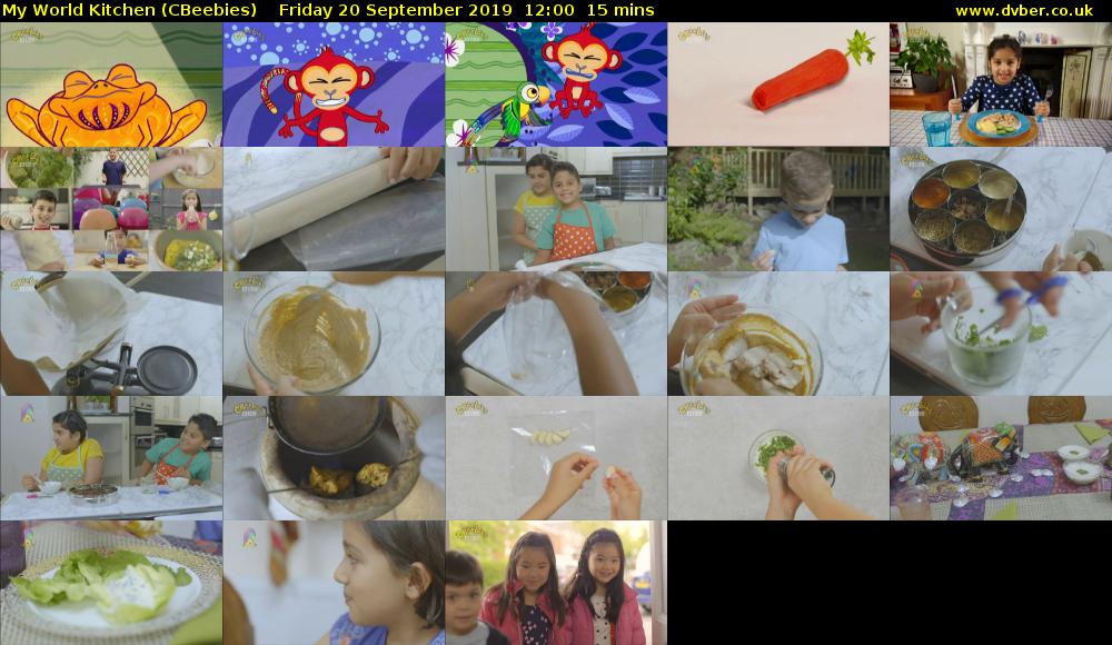 My World Kitchen (CBeebies) Friday 20 September 2019 12:00 - 12:15
