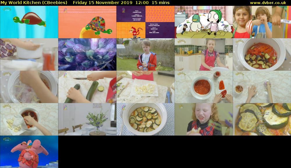 My World Kitchen (CBeebies) Friday 15 November 2019 12:00 - 12:15