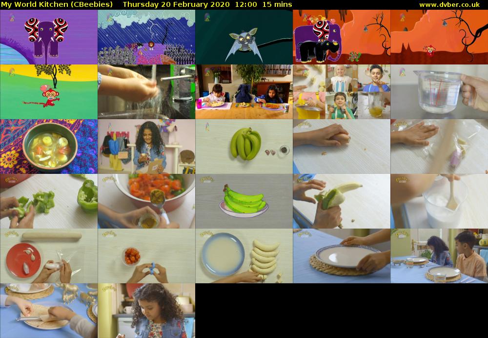 My World Kitchen (CBeebies) Thursday 20 February 2020 12:00 - 12:15