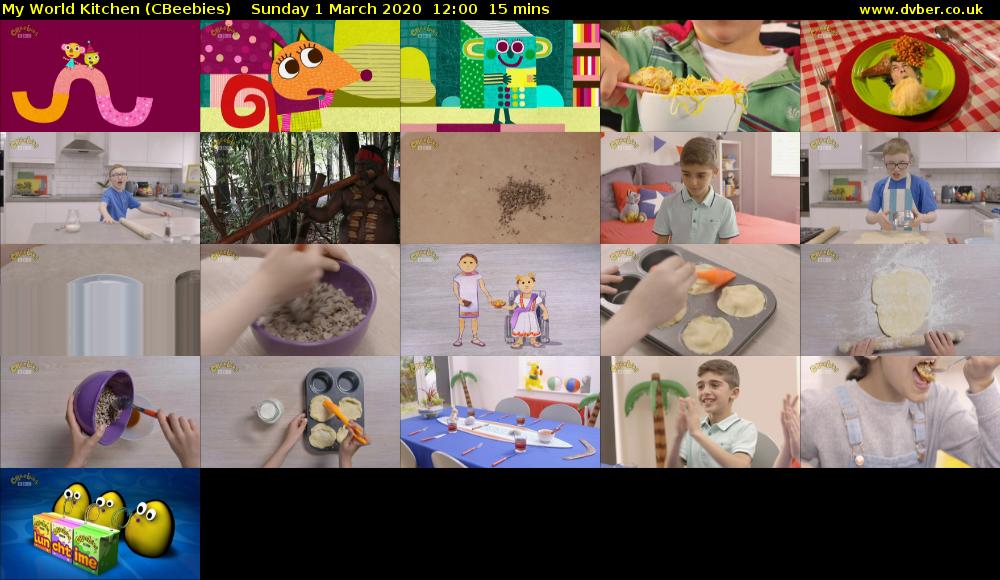 My World Kitchen (CBeebies) Sunday 1 March 2020 12:00 - 12:15
