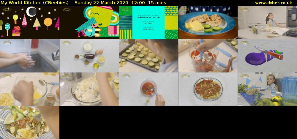 My World Kitchen (CBeebies) Sunday 22 March 2020 12:00 - 12:15