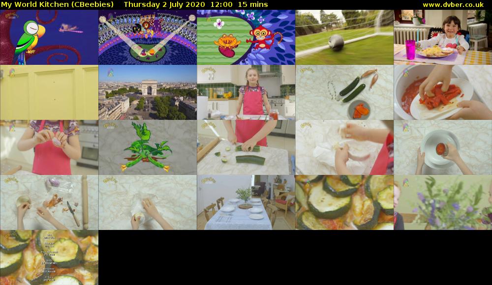 My World Kitchen (CBeebies) Thursday 2 July 2020 12:00 - 12:15