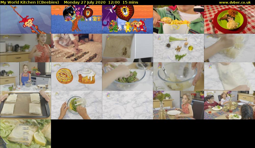 My World Kitchen (CBeebies) Monday 27 July 2020 12:00 - 12:15