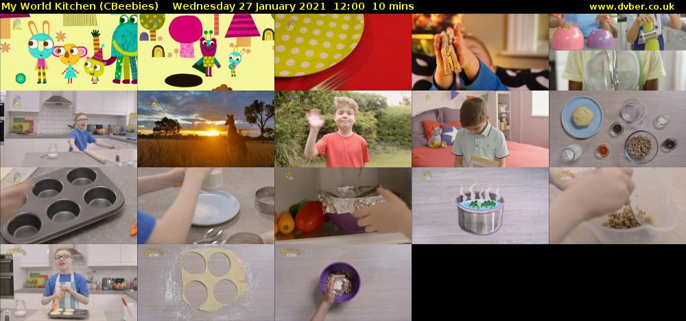 My World Kitchen (CBeebies) Wednesday 27 January 2021 12:00 - 12:10