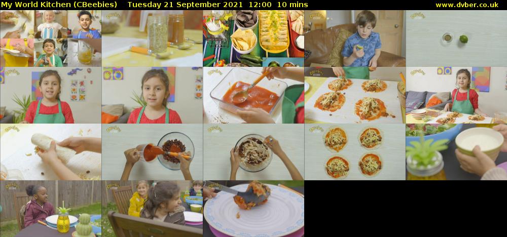 My World Kitchen (CBeebies) Tuesday 21 September 2021 12:00 - 12:10