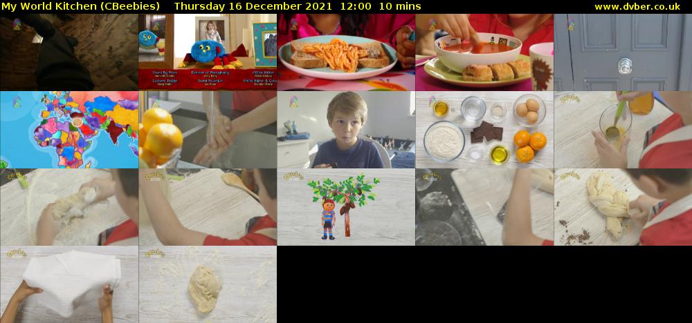 My World Kitchen (CBeebies) Thursday 16 December 2021 12:00 - 12:10