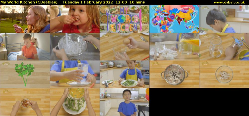 My World Kitchen (CBeebies) Tuesday 1 February 2022 12:00 - 12:10