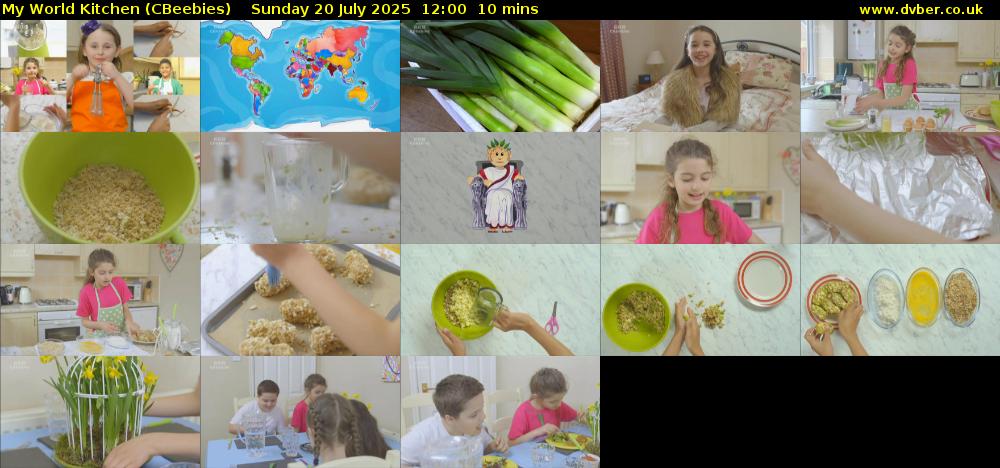 My World Kitchen (CBeebies) Sunday 20 July 2025 12:00 - 12:10