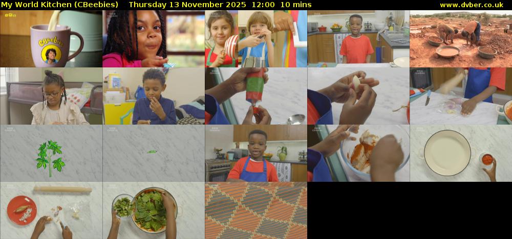 My World Kitchen (CBeebies) Thursday 13 November 2025 12:00 - 12:10