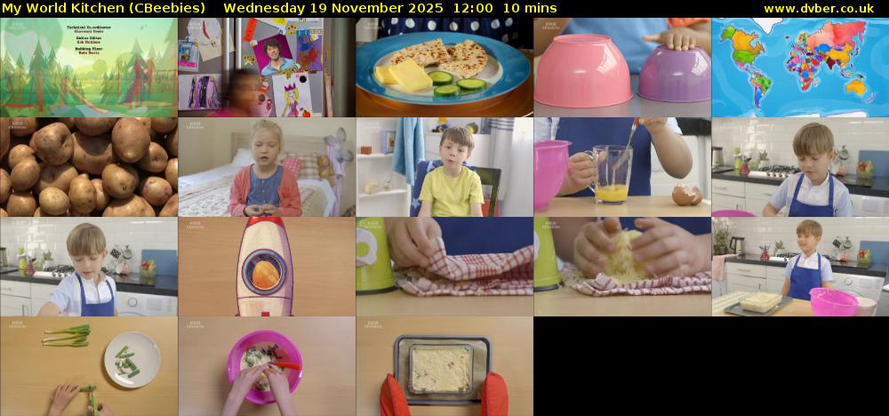 My World Kitchen (CBeebies) Wednesday 19 November 2025 12:00 - 12:10