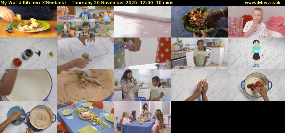 My World Kitchen (CBeebies) Thursday 20 November 2025 12:00 - 12:10