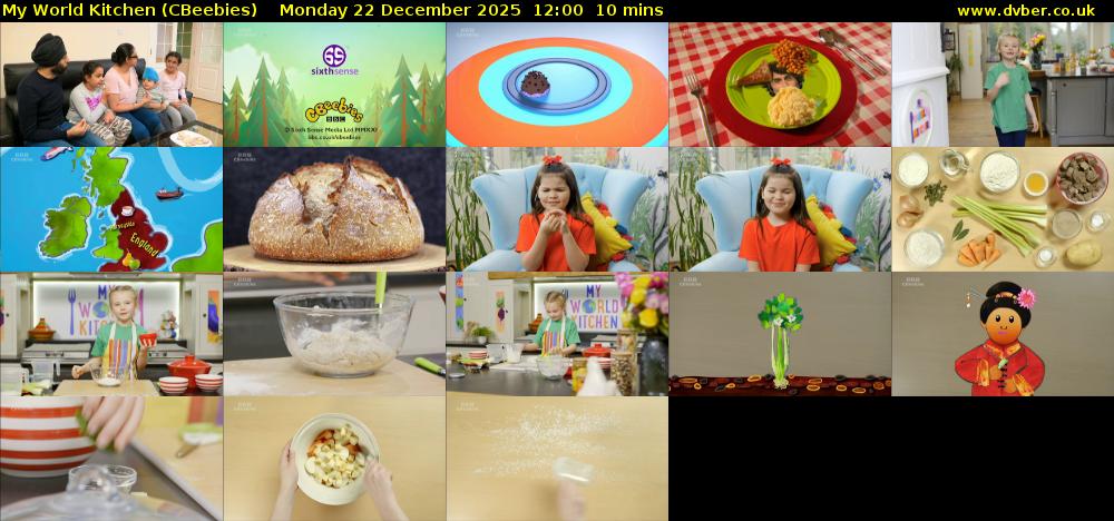 My World Kitchen (CBeebies) Monday 22 December 2025 12:00 - 12:10