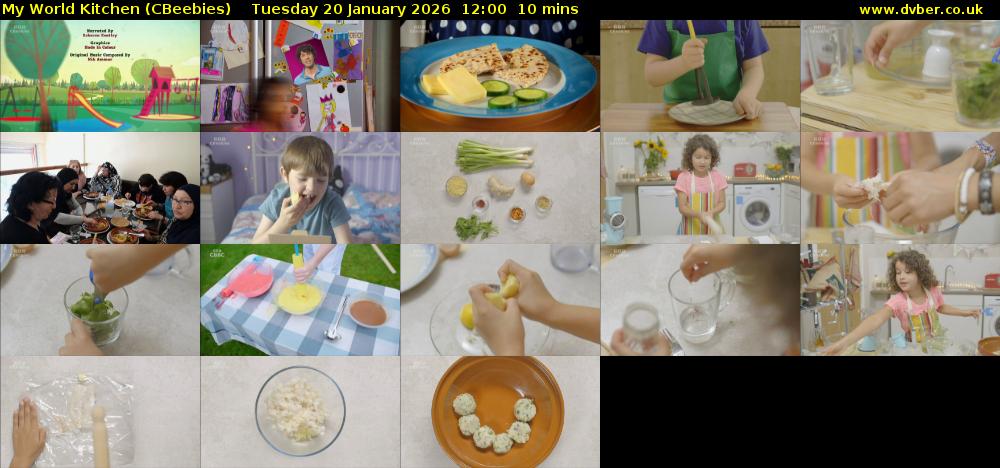 My World Kitchen (CBeebies) Tuesday 20 January 2026 12:00 - 12:10