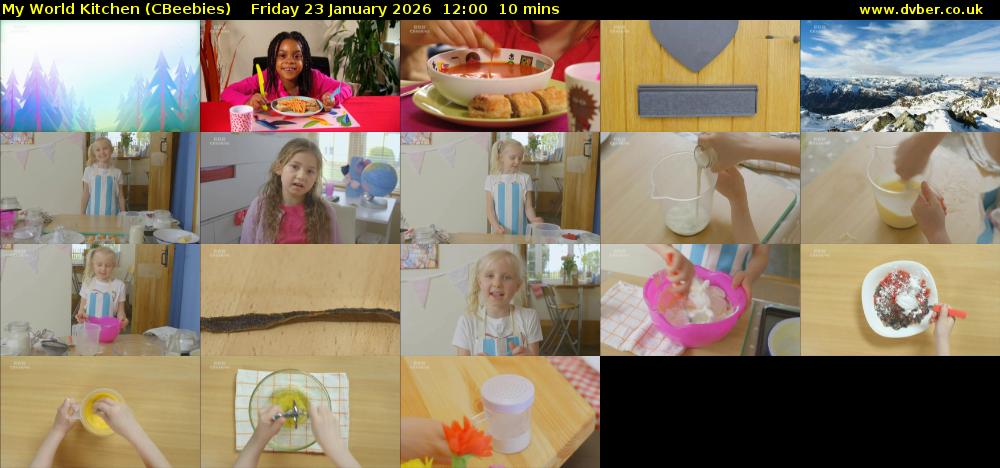 My World Kitchen (CBeebies) Friday 23 January 2026 12:00 - 12:10
