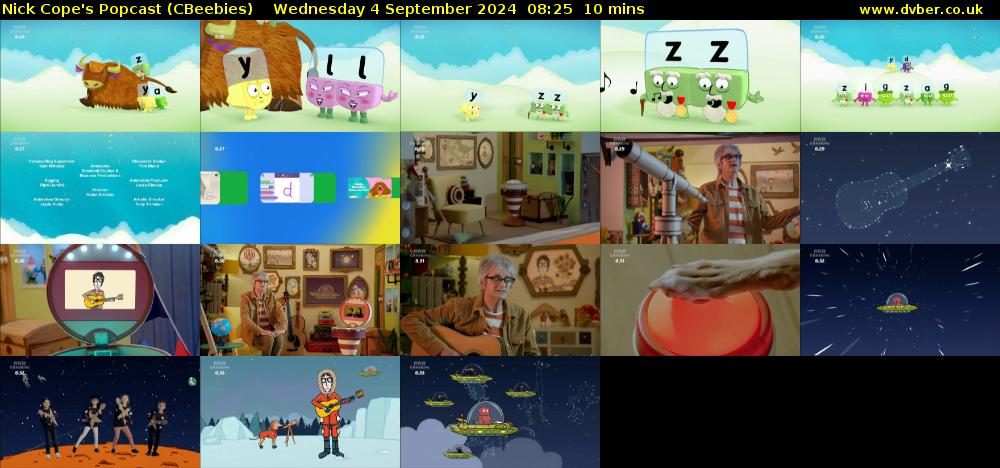 Nick Cope's Popcast (CBeebies) Wednesday 4 September 2024 08:25 - 08:35