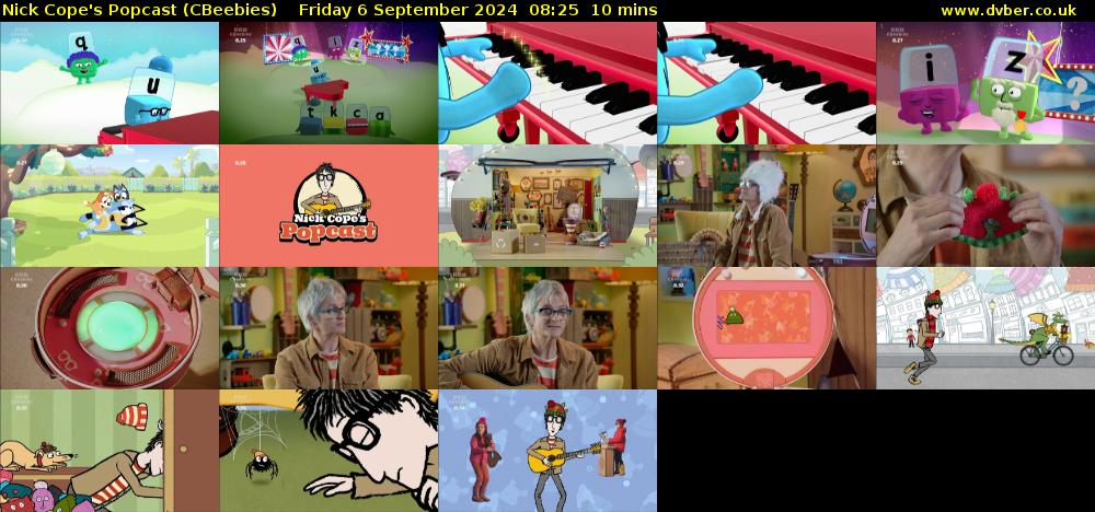 Nick Cope's Popcast (CBeebies) Friday 6 September 2024 08:25 - 08:35
