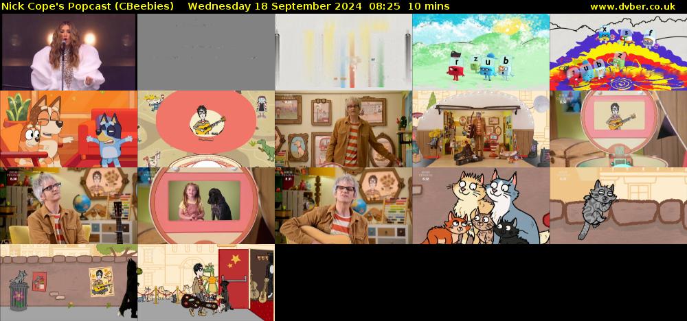 Nick Cope's Popcast (CBeebies) Wednesday 18 September 2024 08:25 - 08:35