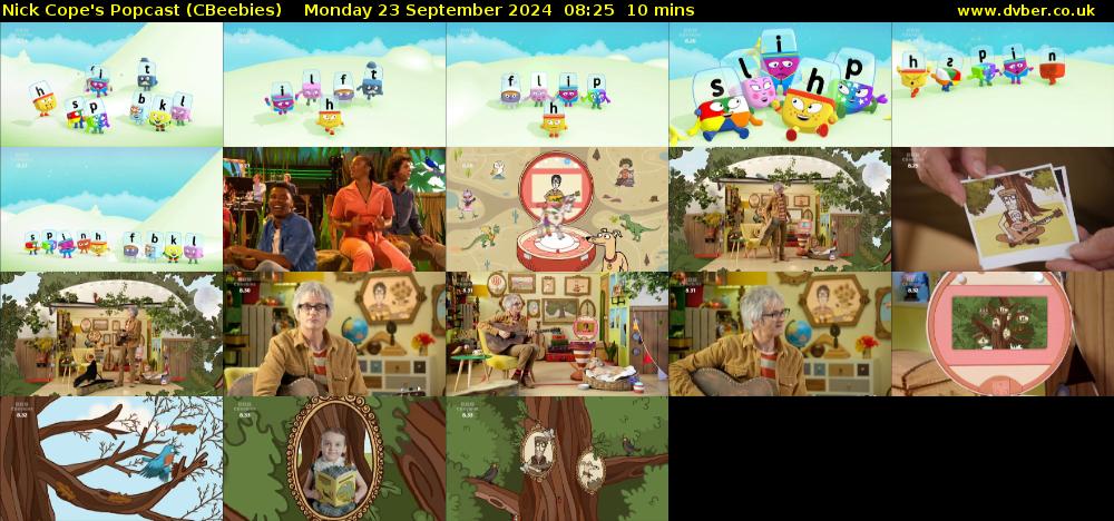 Nick Cope's Popcast (CBeebies) Monday 23 September 2024 08:25 - 08:35