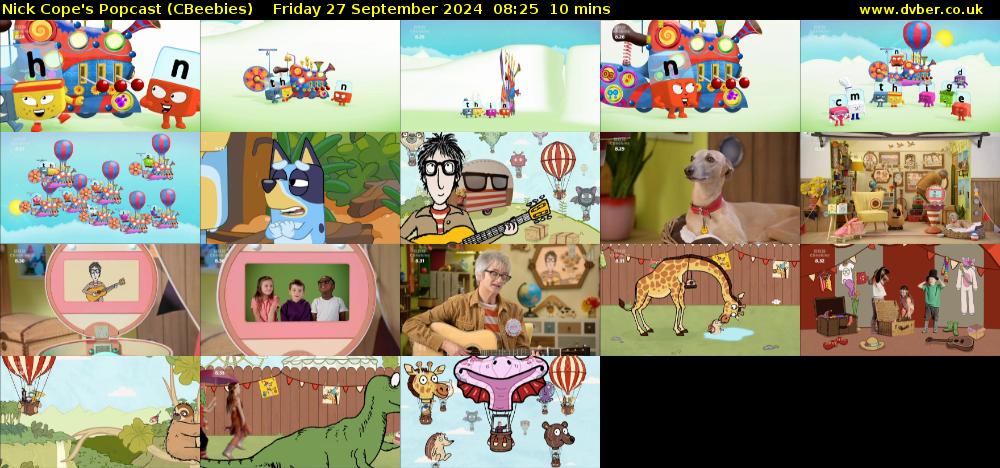 Nick Cope's Popcast (CBeebies) Friday 27 September 2024 08:25 - 08:35