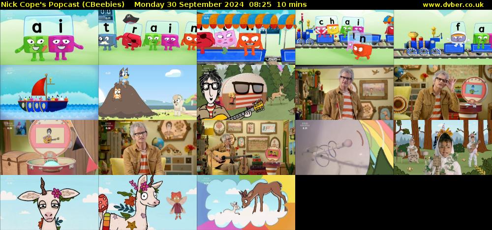 Nick Cope's Popcast (CBeebies) Monday 30 September 2024 08:25 - 08:35