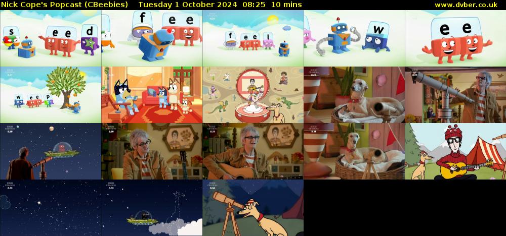Nick Cope's Popcast (CBeebies) Tuesday 1 October 2024 08:25 - 08:35