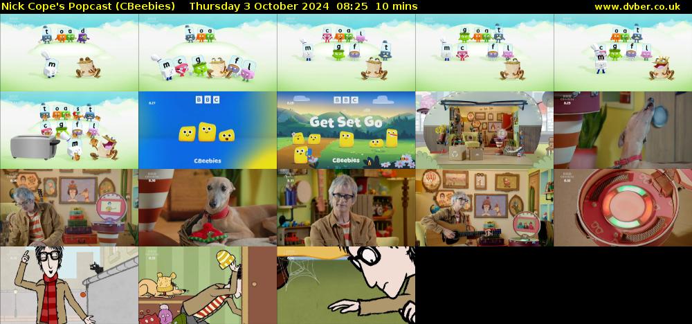 Nick Cope's Popcast (CBeebies) Thursday 3 October 2024 08:25 - 08:35