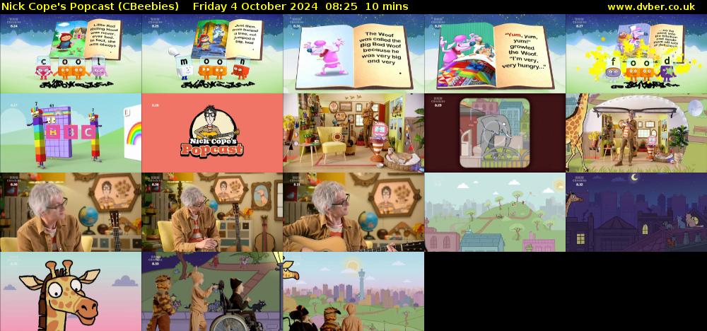 Nick Cope's Popcast (CBeebies) Friday 4 October 2024 08:25 - 08:35
