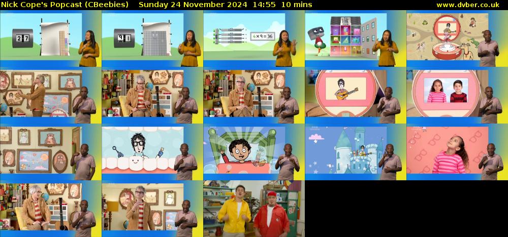 Nick Cope's Popcast (CBeebies) Sunday 24 November 2024 14:55 - 15:05