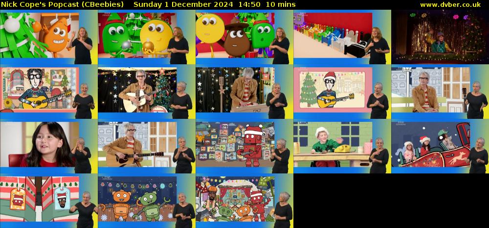 Nick Cope's Popcast (CBeebies) Sunday 1 December 2024 14:50 - 15:00