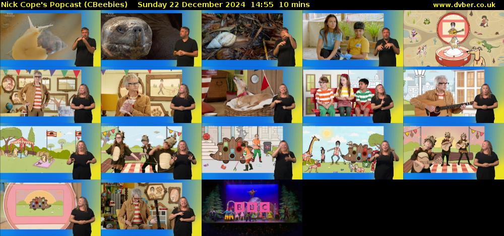 Nick Cope's Popcast (CBeebies) Sunday 22 December 2024 14:55 - 15:05