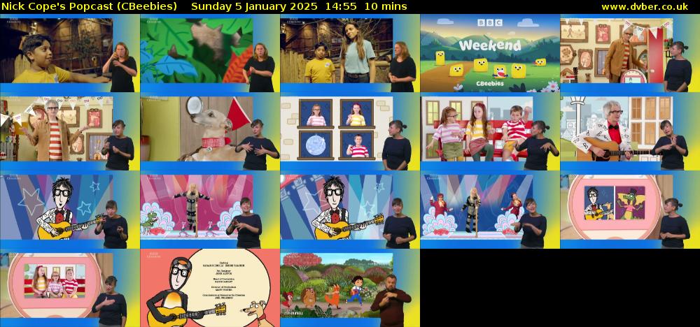 Nick Cope's Popcast (CBeebies) Sunday 5 January 2025 14:55 - 15:05