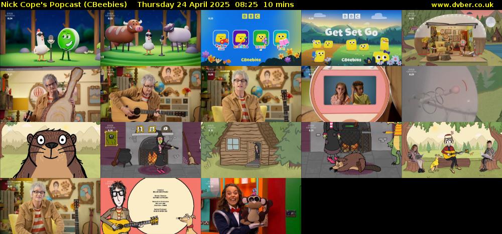Nick Cope's Popcast (CBeebies) Thursday 24 April 2025 08:25 - 08:35