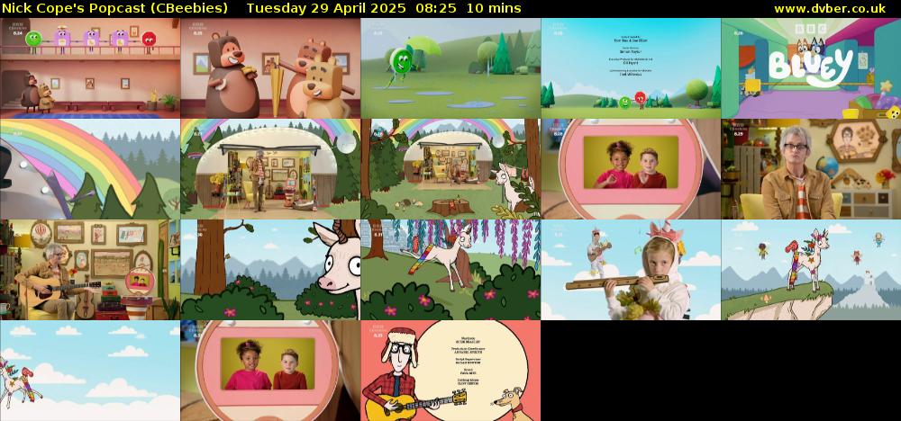 Nick Cope's Popcast (CBeebies) Tuesday 29 April 2025 08:25 - 08:35
