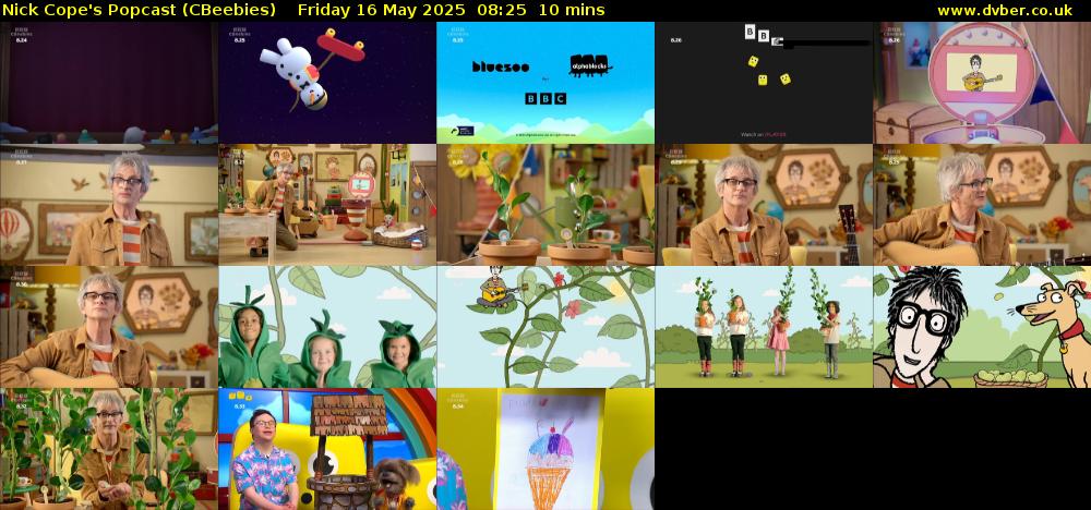 Nick Cope's Popcast (CBeebies) Friday 16 May 2025 08:25 - 08:35