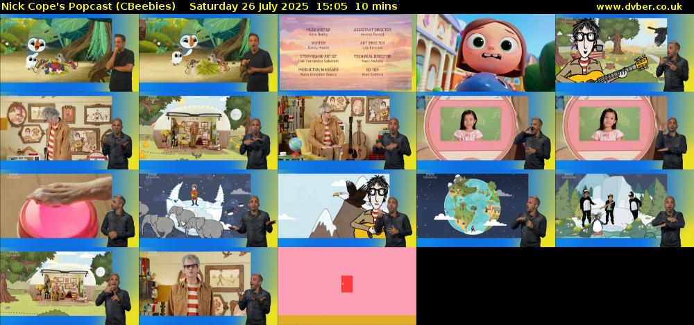 Nick Cope's Popcast (CBeebies) Saturday 26 July 2025 15:05 - 15:15
