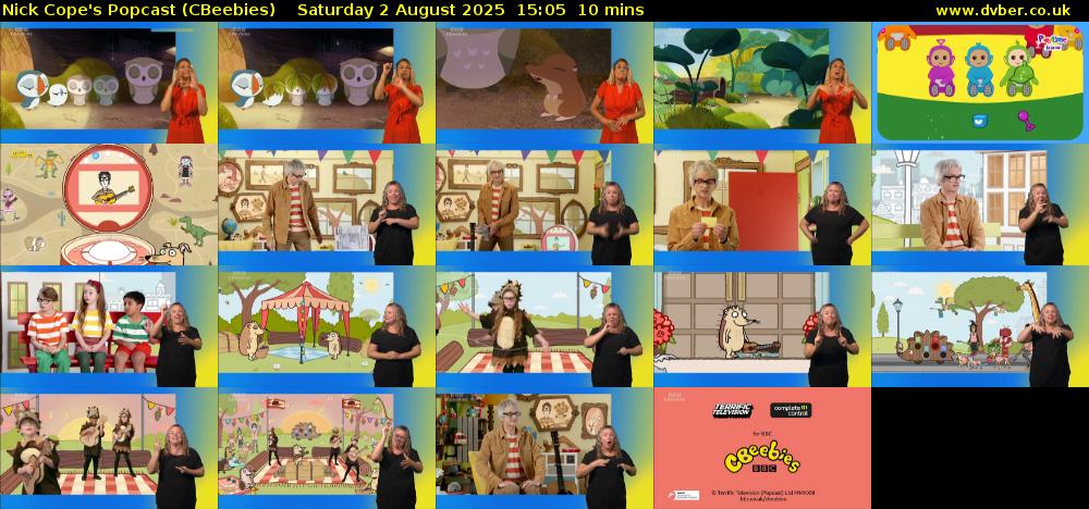 Nick Cope's Popcast (CBeebies) Saturday 2 August 2025 15:05 - 15:15