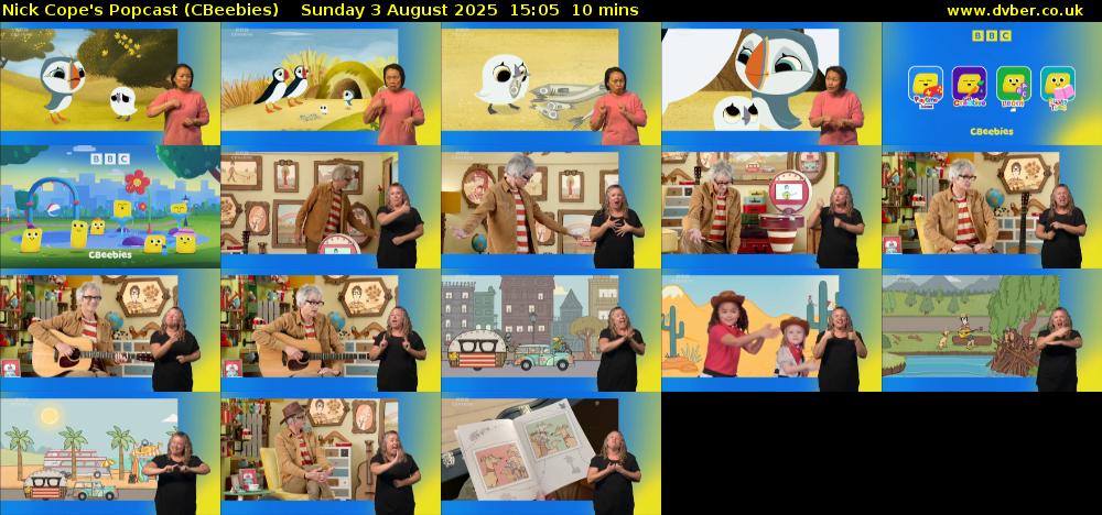 Nick Cope's Popcast (CBeebies) Sunday 3 August 2025 15:05 - 15:15
