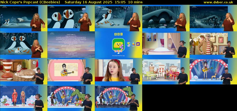 Nick Cope's Popcast (CBeebies) Saturday 16 August 2025 15:05 - 15:15