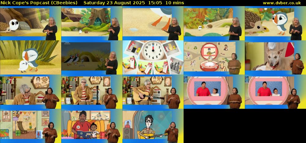 Nick Cope's Popcast (CBeebies) Saturday 23 August 2025 15:05 - 15:15