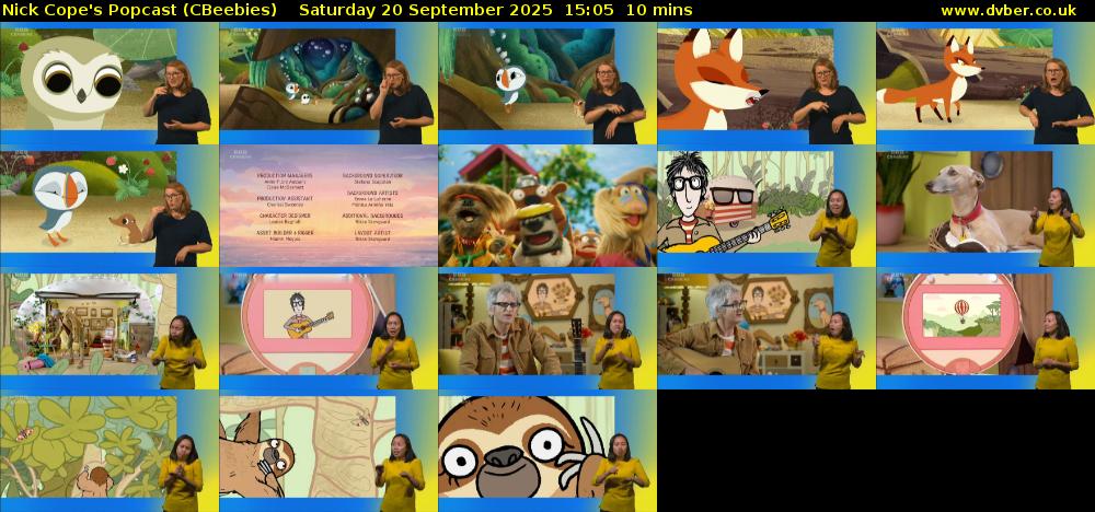 Nick Cope's Popcast (CBeebies) Saturday 20 September 2025 15:05 - 15:15