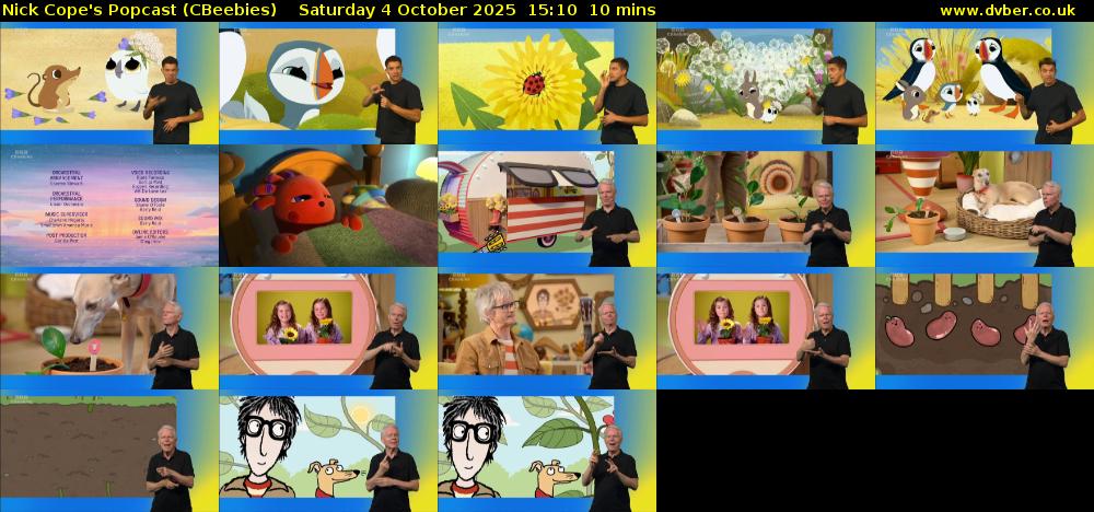 Nick Cope's Popcast (CBeebies) Saturday 4 October 2025 15:10 - 15:20