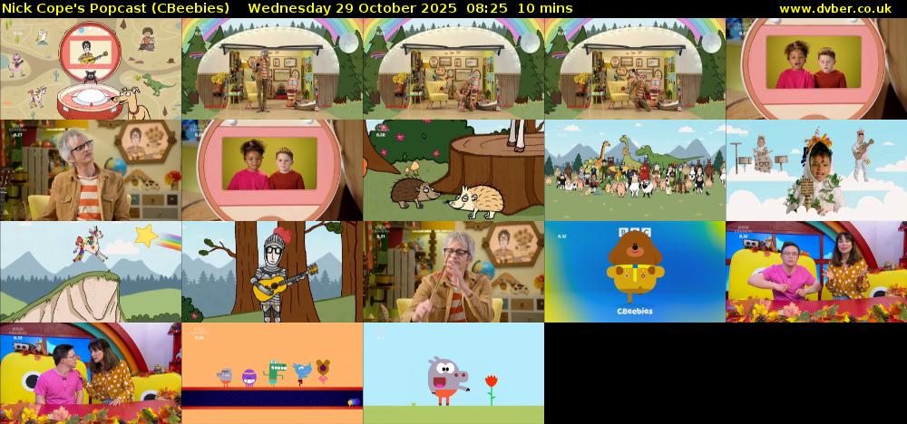 Nick Cope's Popcast (CBeebies) Wednesday 29 October 2025 08:25 - 08:35